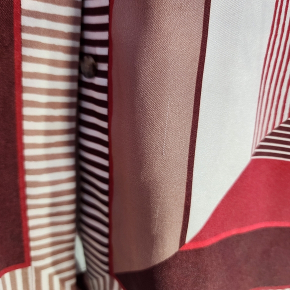 Lafayette 148 Red and Brown Geometric Patterned Shirt Sze Small - Picture 4 of 9